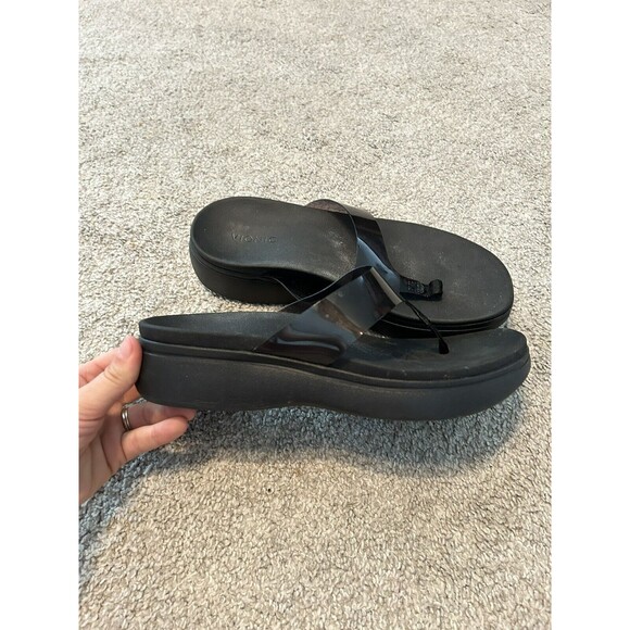 Vionic Woman’s Luminous High Tide Black Wedge Platform Flip Flop Sandals 9 - Picture 1 of 7